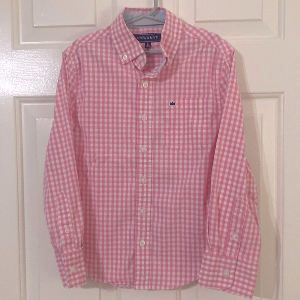 Crown & Ivy, button up, small pink shirt